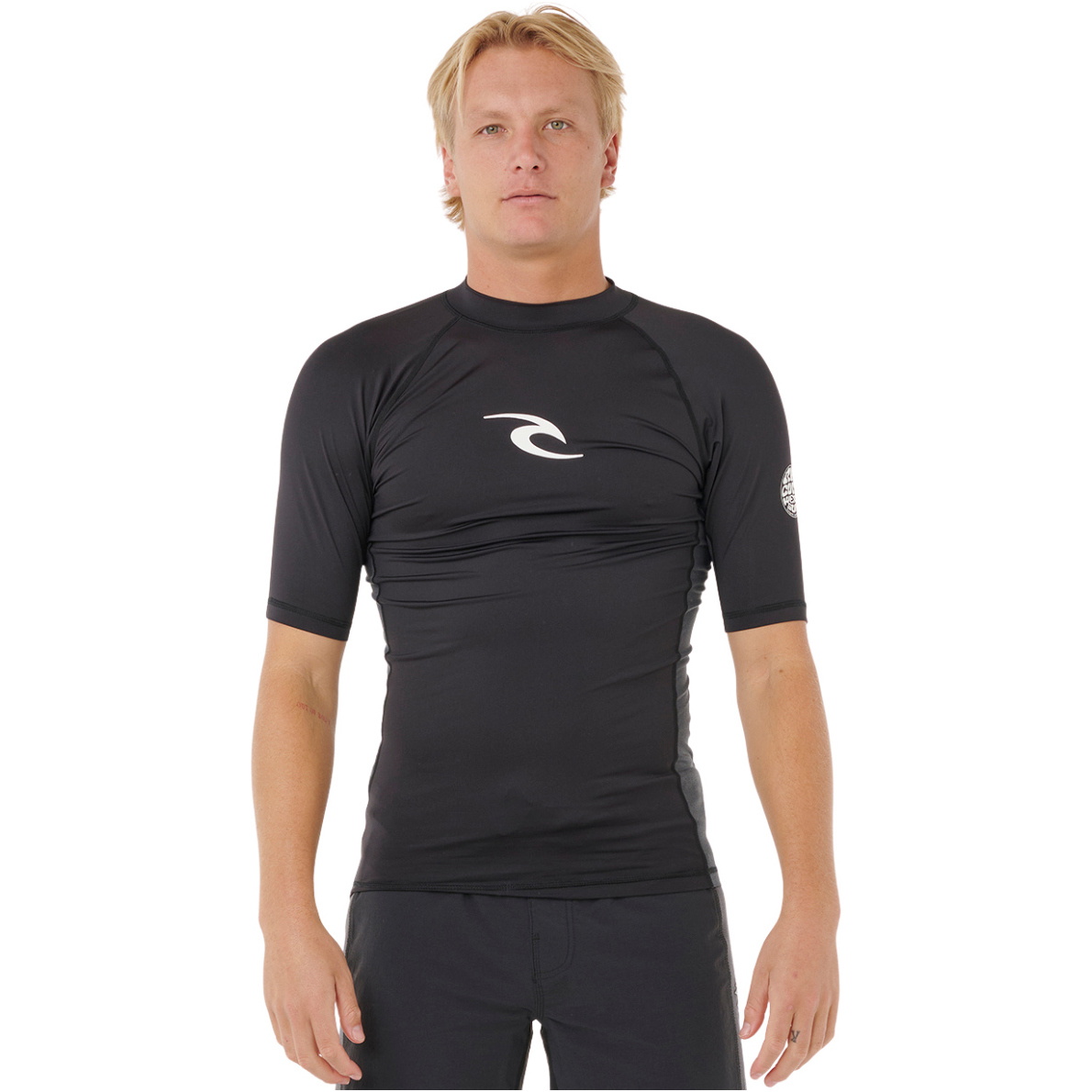 2026 Rip Curl Männer Waves Perf Short Sleeve Lycra Vest 16MMRV - Black